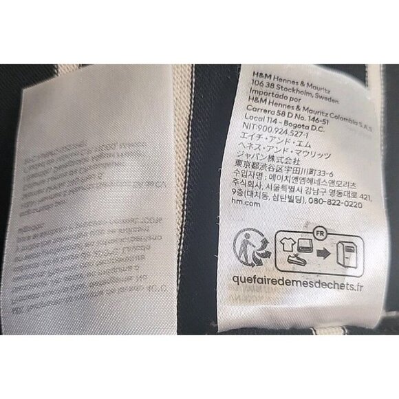 H&M European Cotton Jumper Striped Black White Gold Button Sweater Size L Womens - Picture 6 of 9